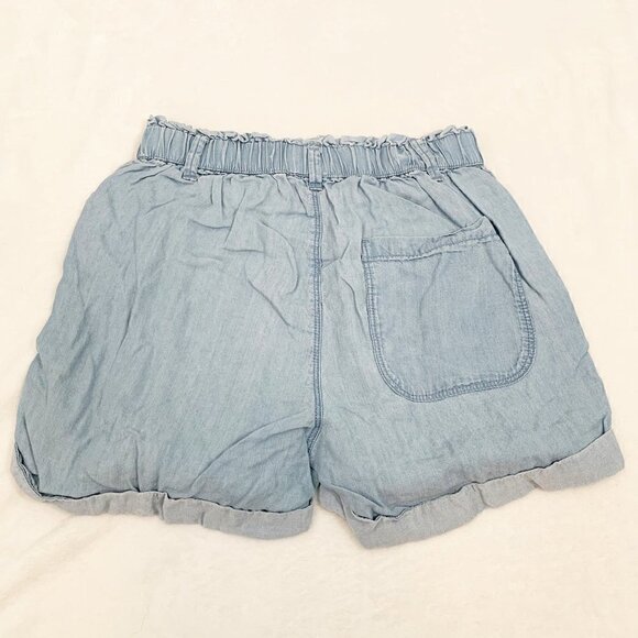 aerie lightweight flowy chambray high waist stretch elastic waist pull on shorts - Picture 4 of 9